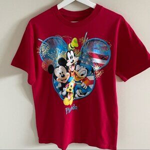 Retro Disney World Mickey Mouse Fab Four Red Oversized Tee Shirt Size Medium